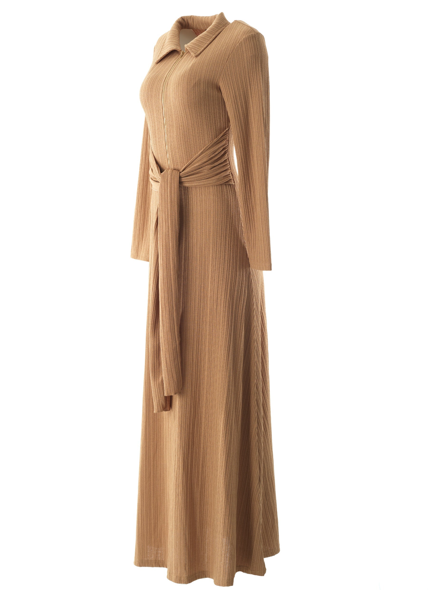 Blakelee Tan Ribbed Bodycon Maxi Dress
