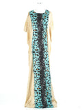 Perpetua Deep Teal/tan Print Maxi Dress