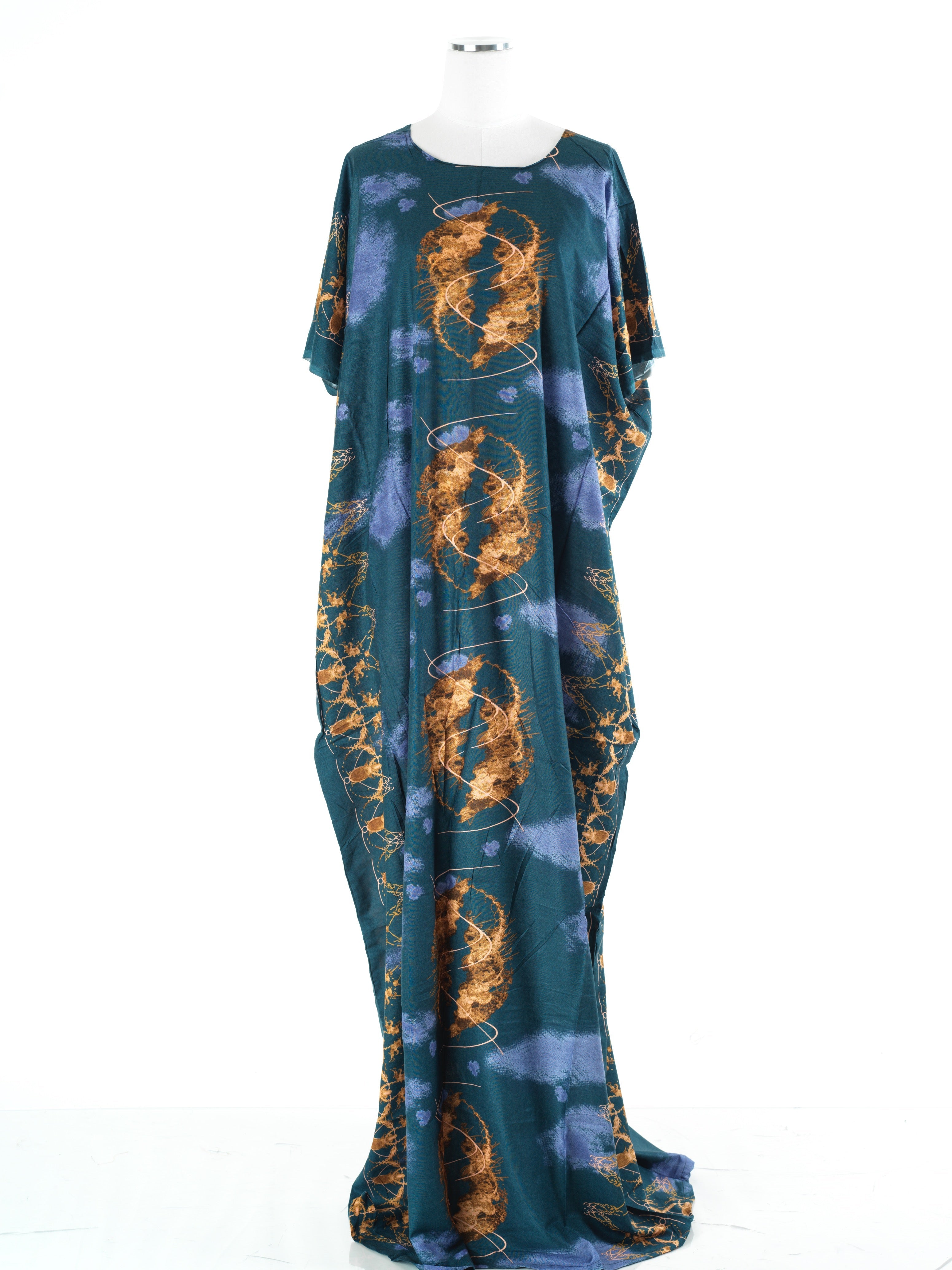 Ottilie Deep Teal/tan Print Maxi Dress