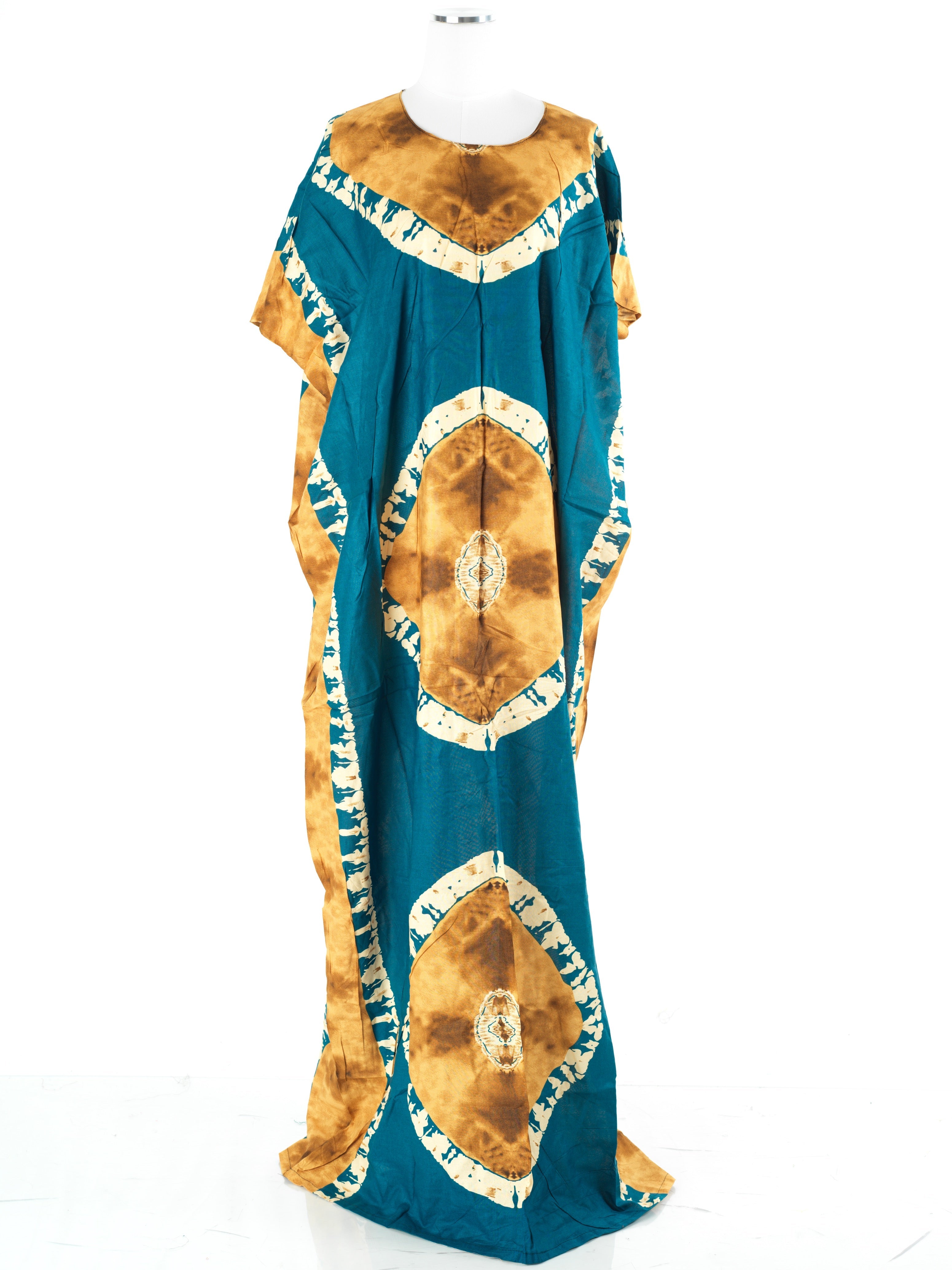 Rhiannon Teal /tan Print Maxi Dress