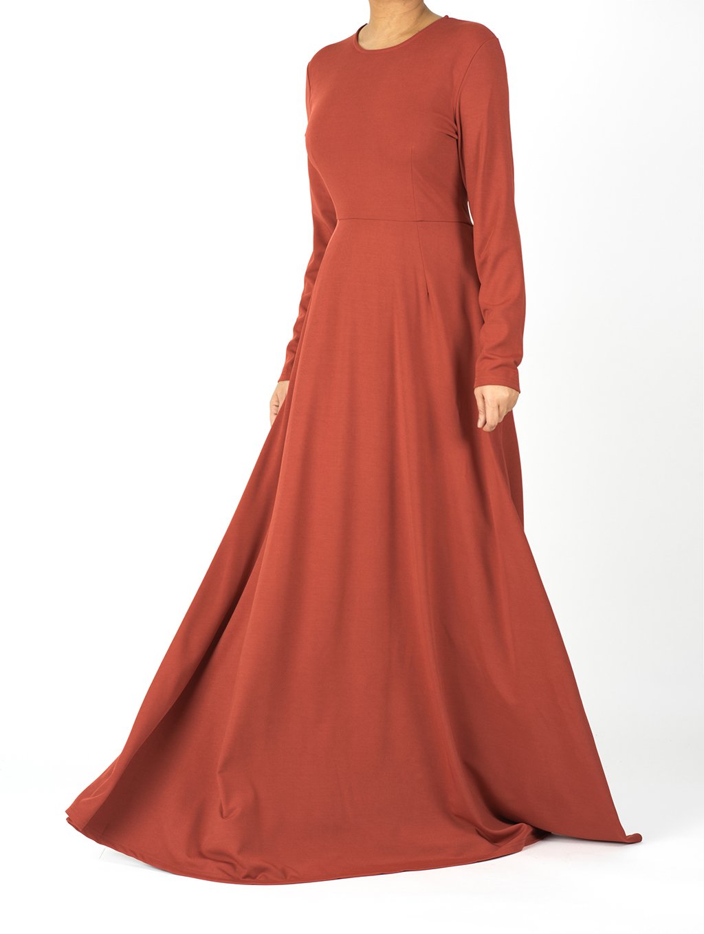 Colby Rust Orange A-Line Long-Sleeve Maxi Dress