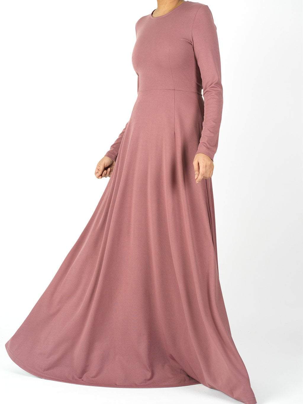 Colby Mauve A-Line Long-Sleeve Maxi Dress