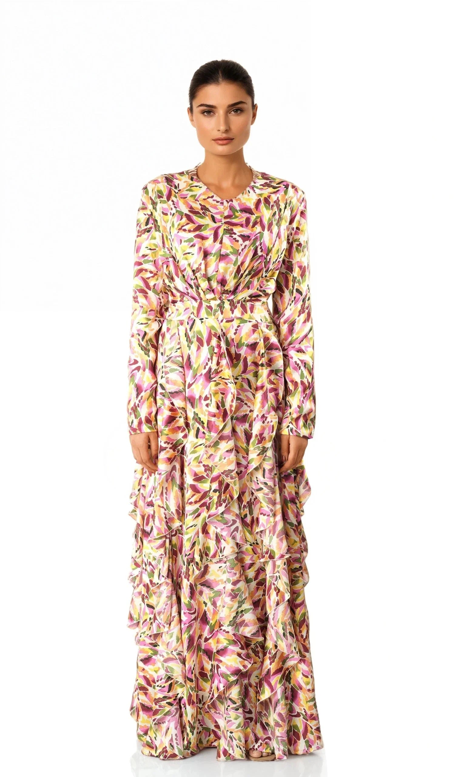 Denali Aaliya Abstract-Print Ruffle Maxi Dress