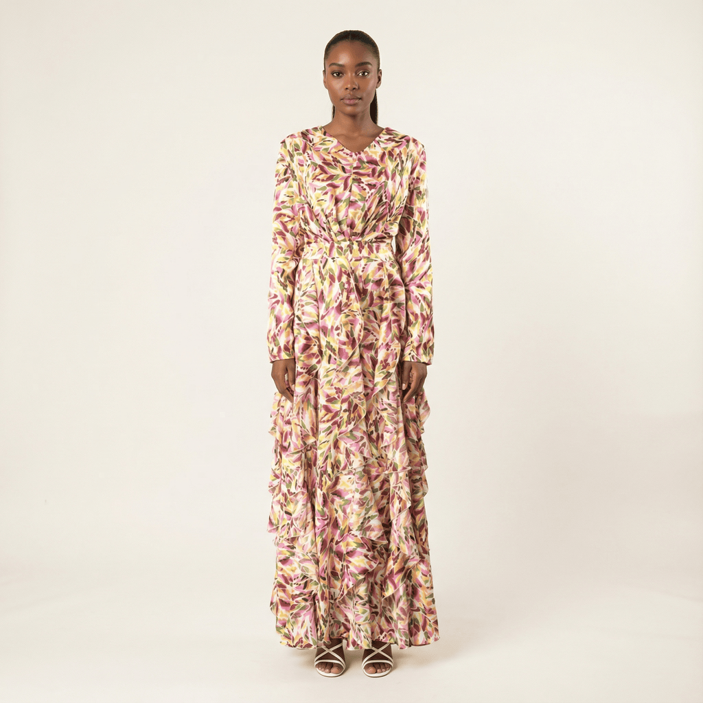 Denali Aaliya Abstract-Print Ruffle Maxi Dress