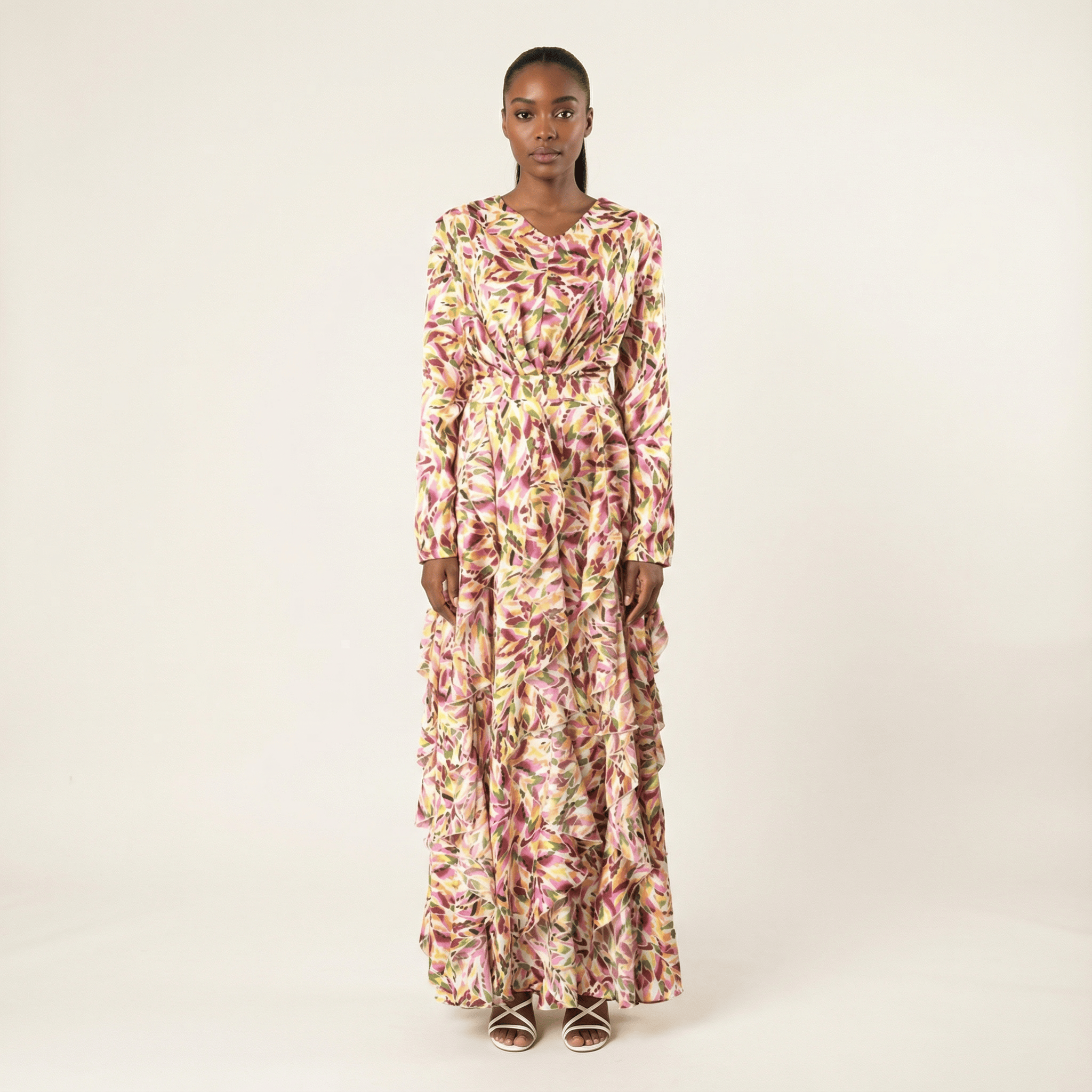 Denali Aaliya Abstract-Print Ruffle Maxi Dress