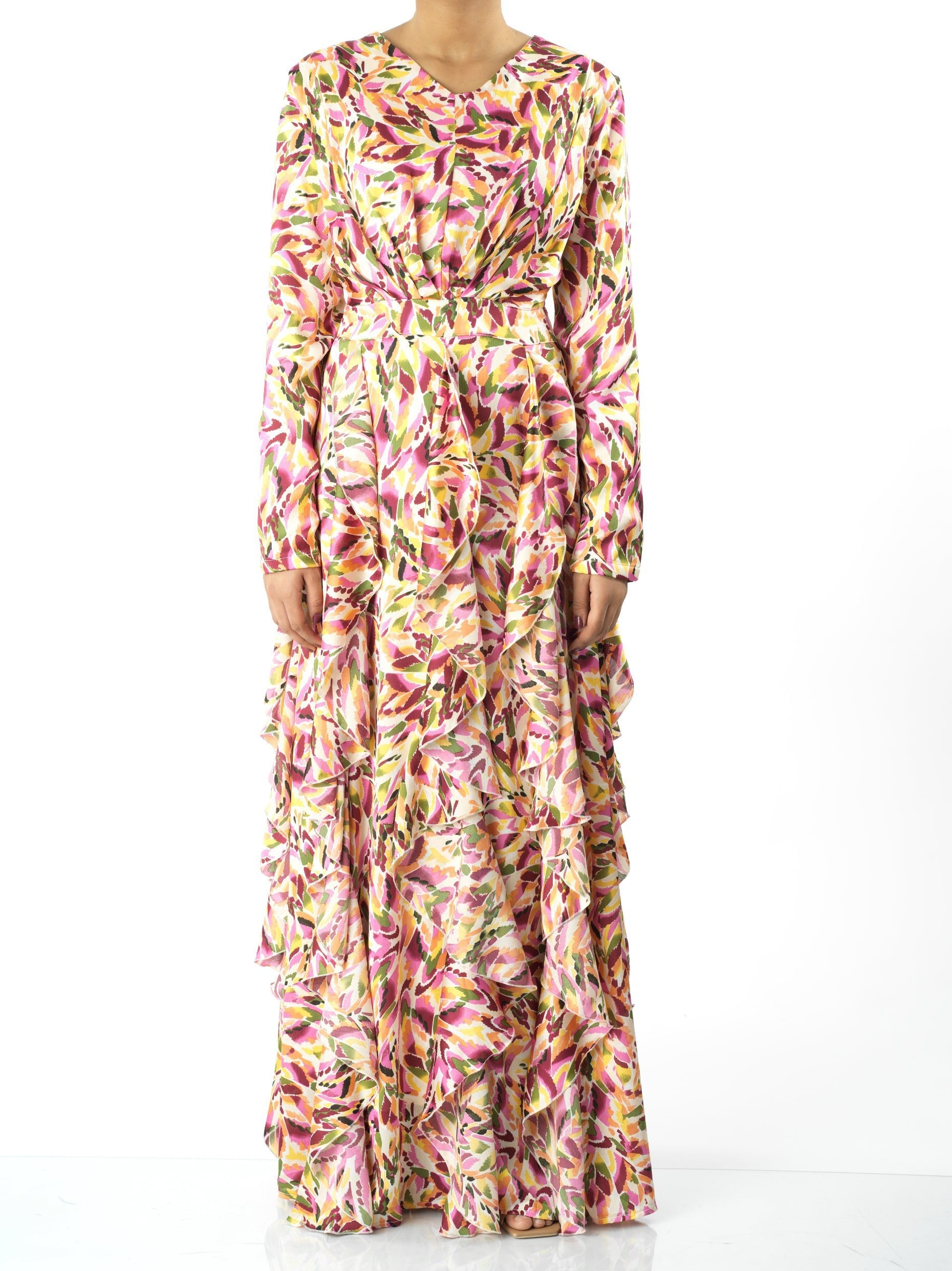 Denali Aaliya Abstract-Print Ruffle Maxi Dress
