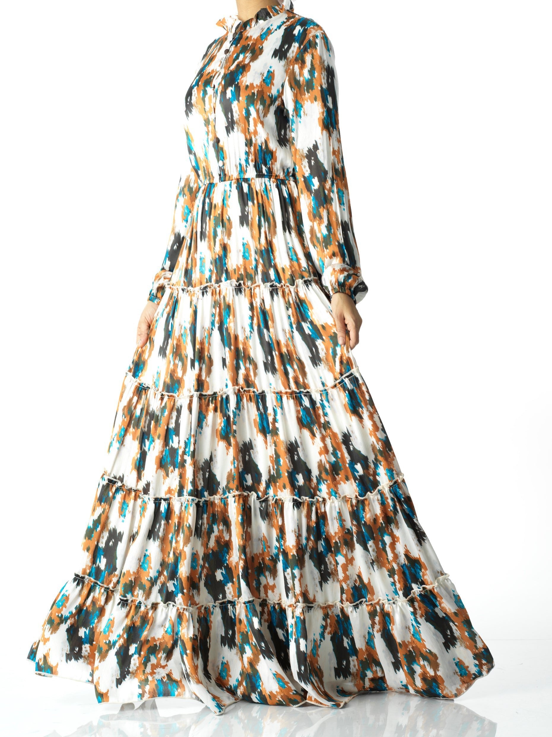 Hensley Alexandra Tiered Chiffon Maxi Dress