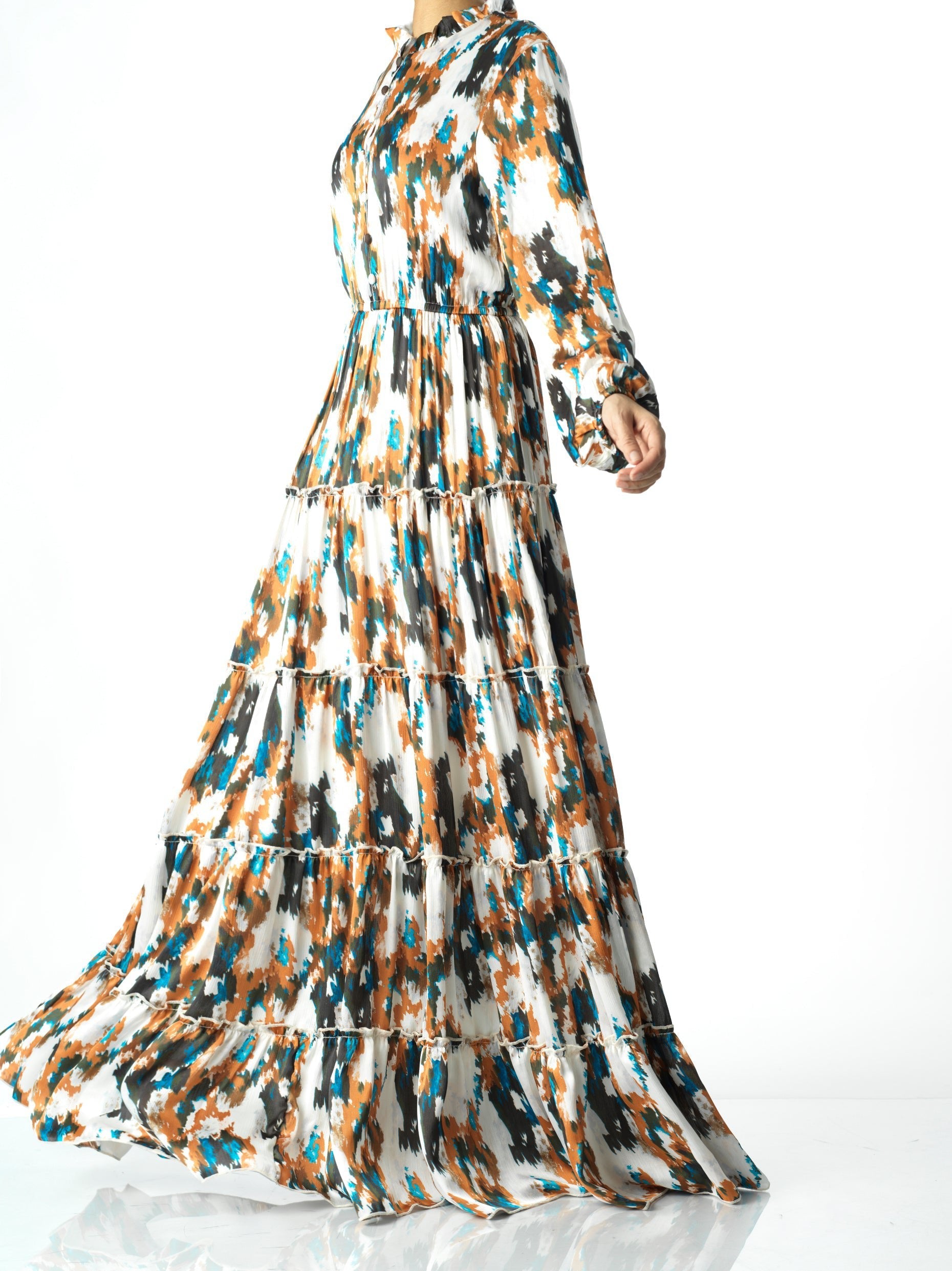 Hensley Alexandra Tiered Chiffon Maxi Dress