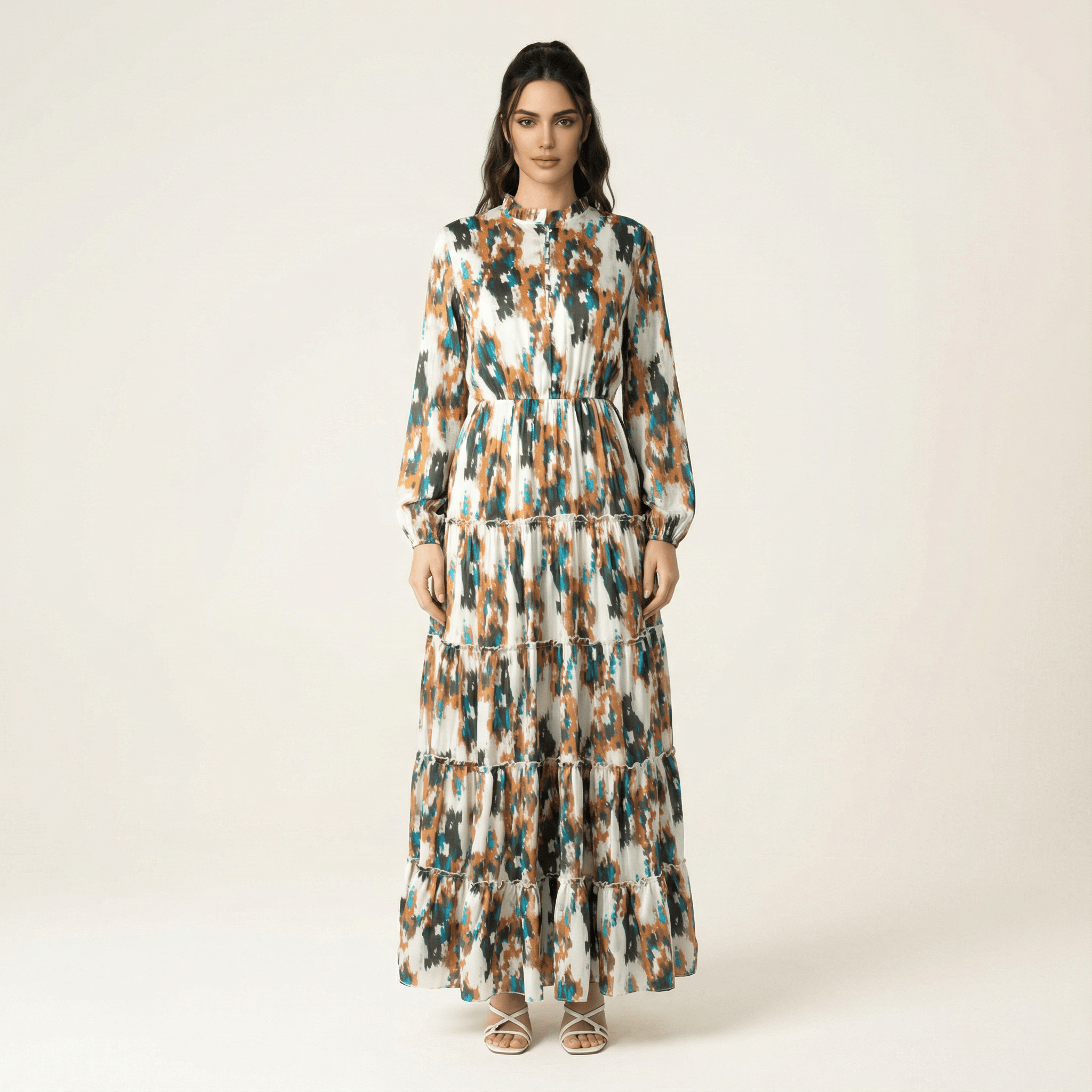 Hensley Alexandra Tiered Chiffon Maxi Dress