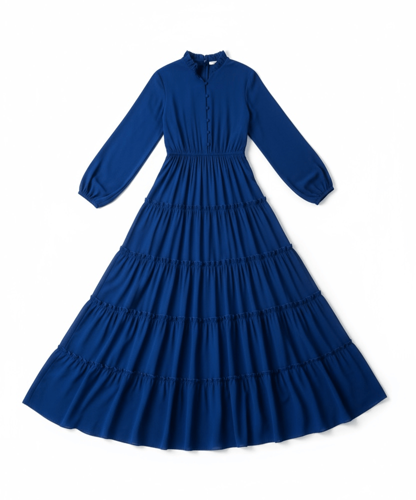 Florabel Royal Blue Tiered Chiffon Maxi Dress