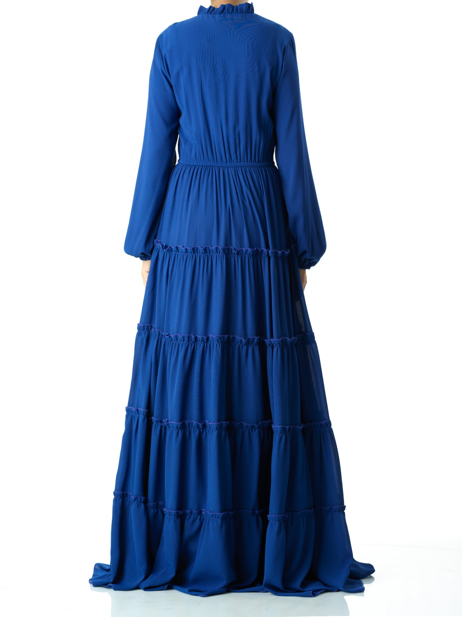 Florabel Royal Blue Tiered Chiffon Maxi Dress