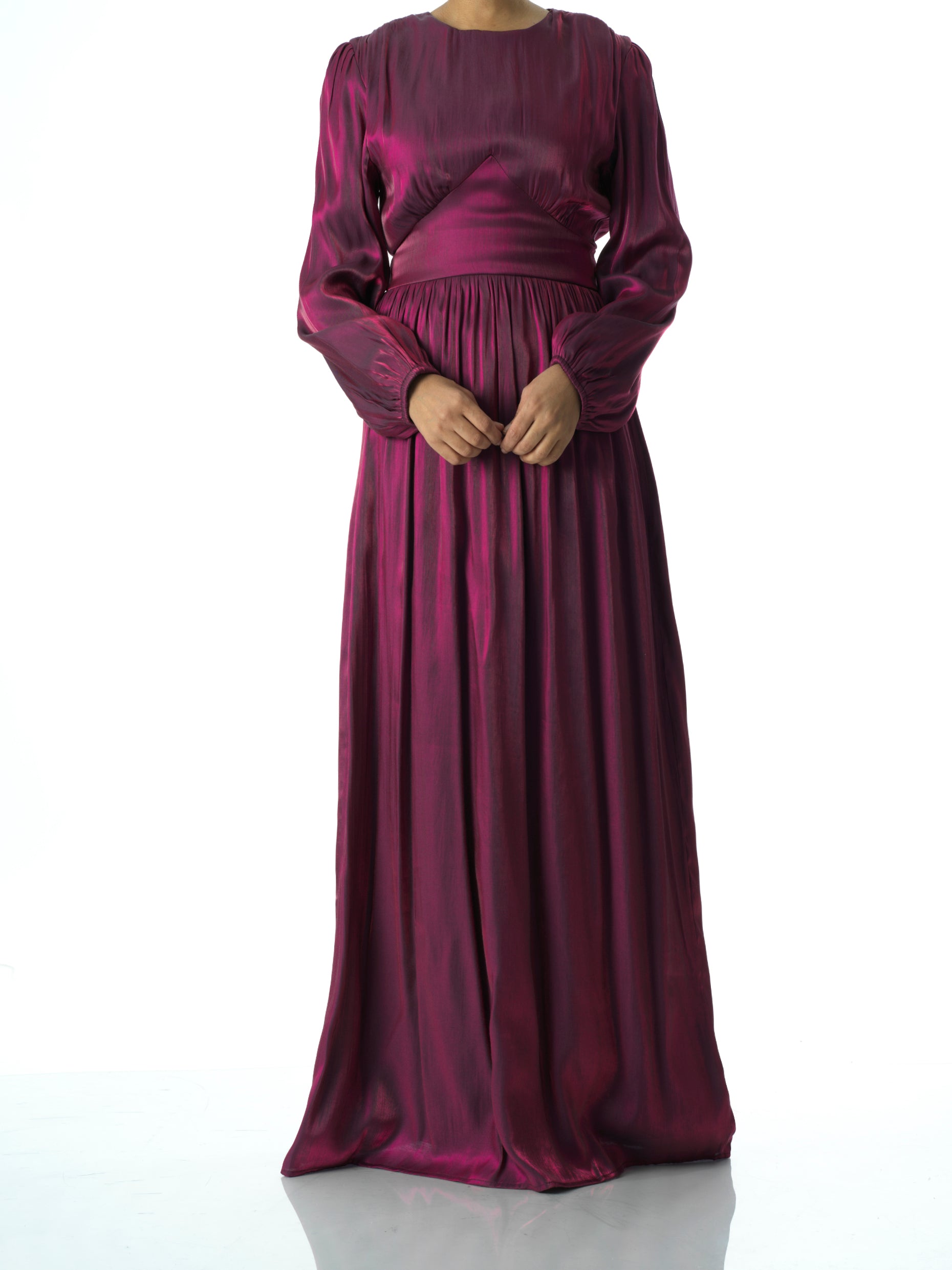Alessia Eggplant Shimmer Maxi Dress
