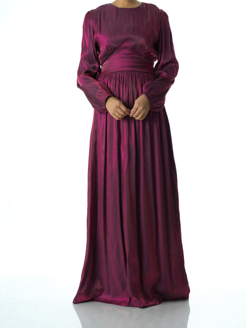Alessia Eggplant Shimmer Maxi Dress