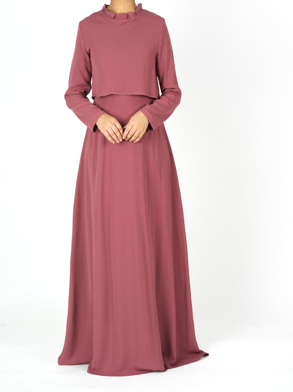 Tatum Dusty Rose Crepe High-Neck Dress