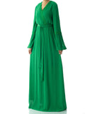 Blakeley Green V-Neck Lace Maxi Dress