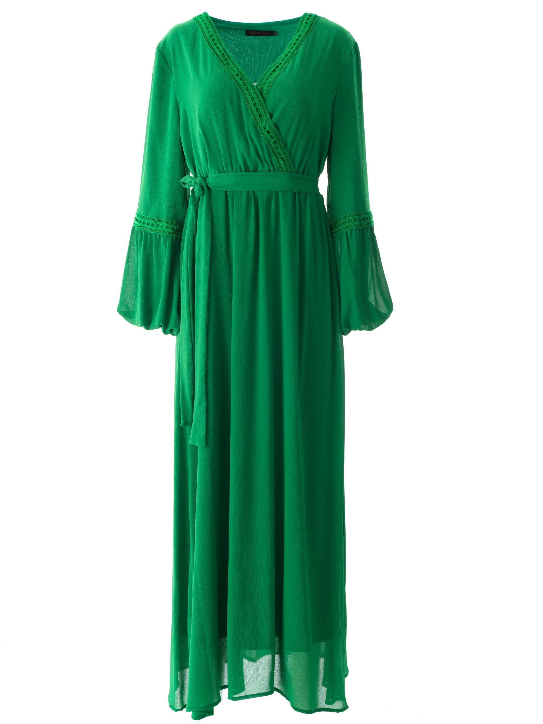 Blakeley Green V-Neck Lace Maxi Dress