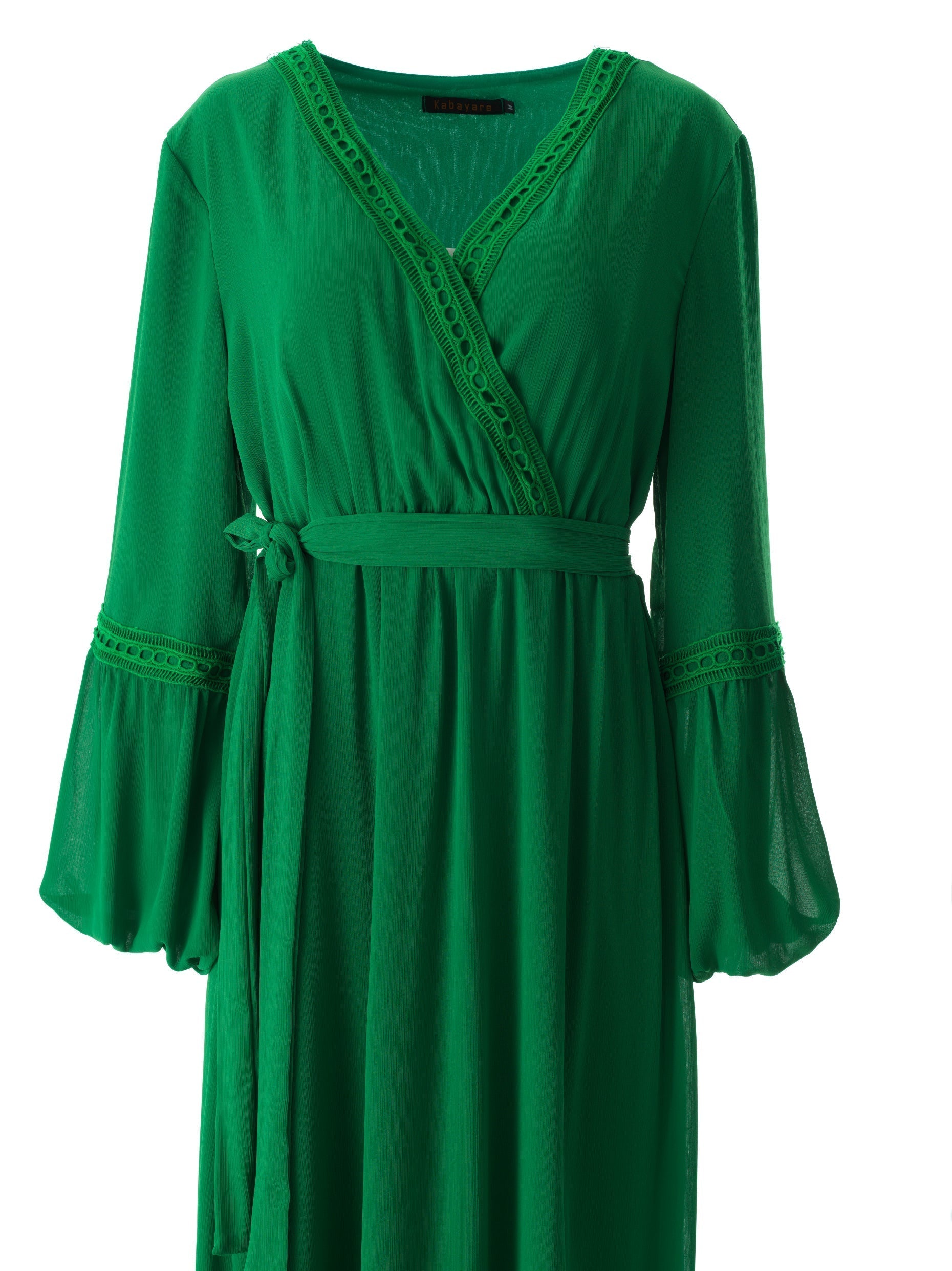 Blakeley Green V-Neck Lace Maxi Dress