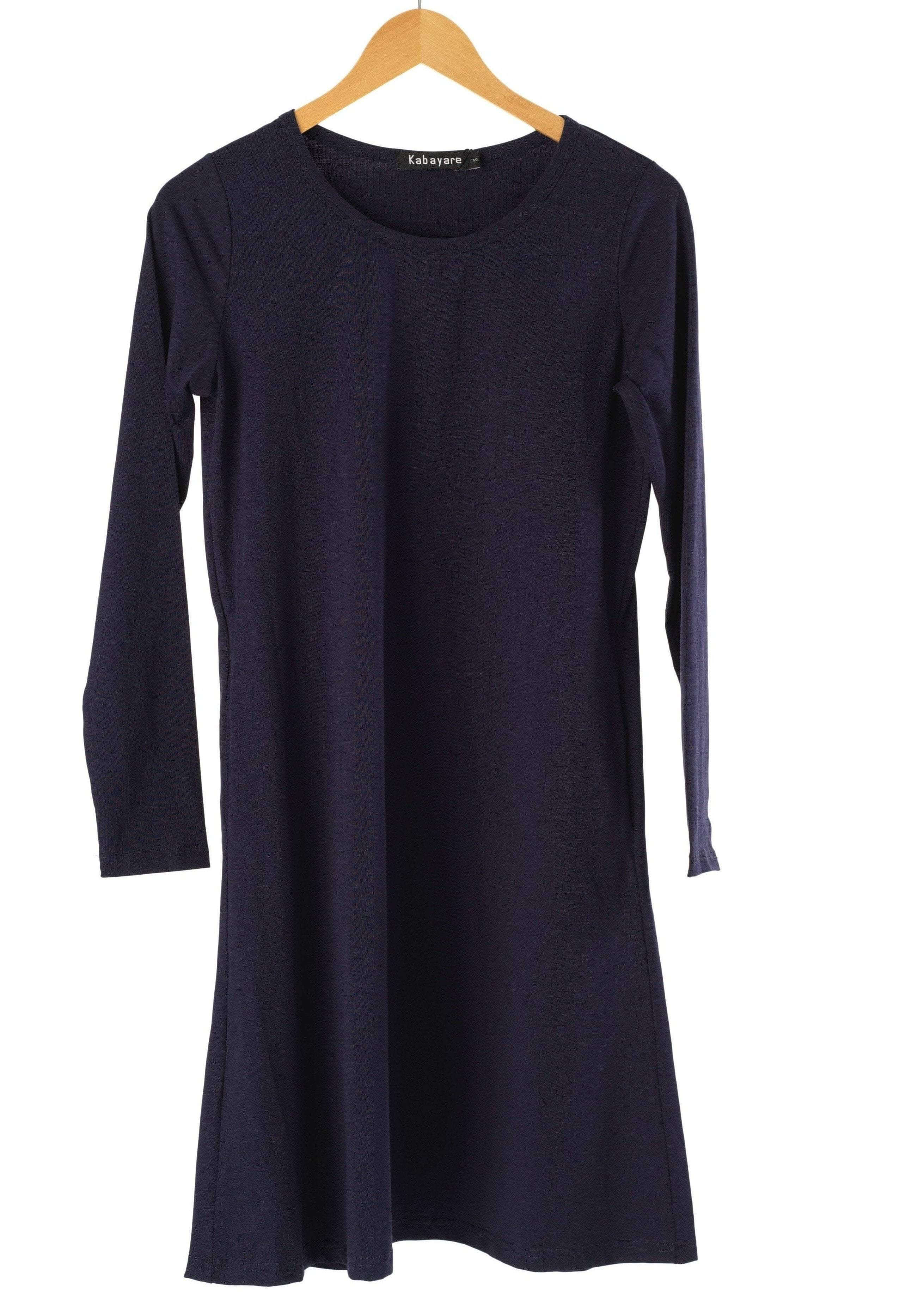 Harlowe Navy Blue Long-Sleeve Cotton Midi Top