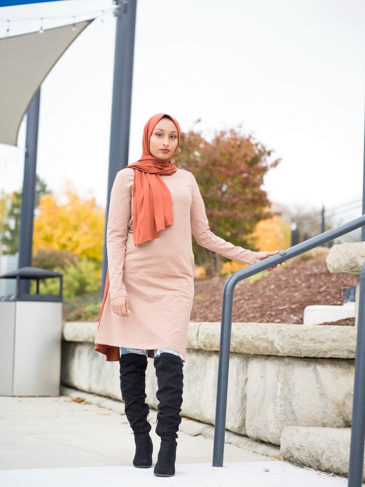 Harlowe Mocha Long-Sleeve Cotton Midi Top