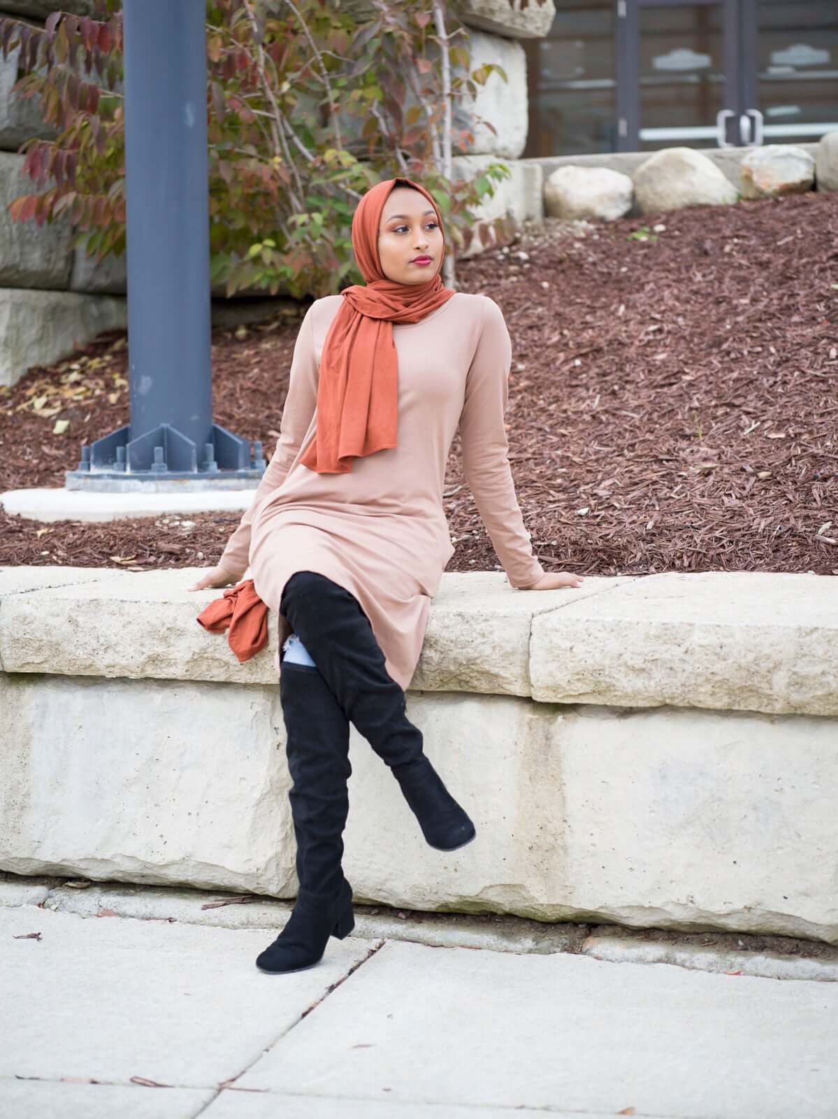 Harlowe Mocha Long-Sleeve Cotton Midi Top