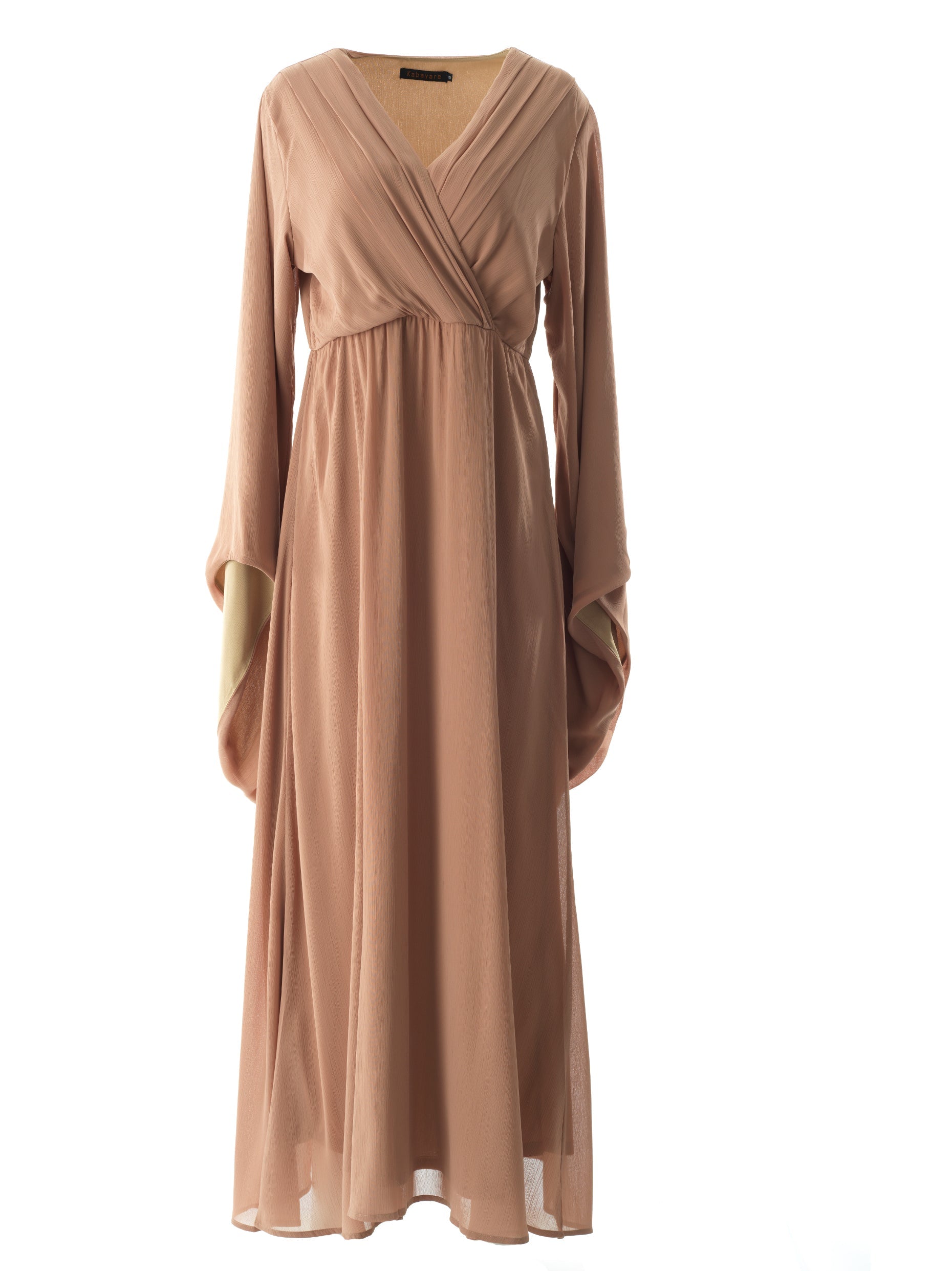 Chandler Mocha Bell-Sleeve Chiffon Maxi Dress