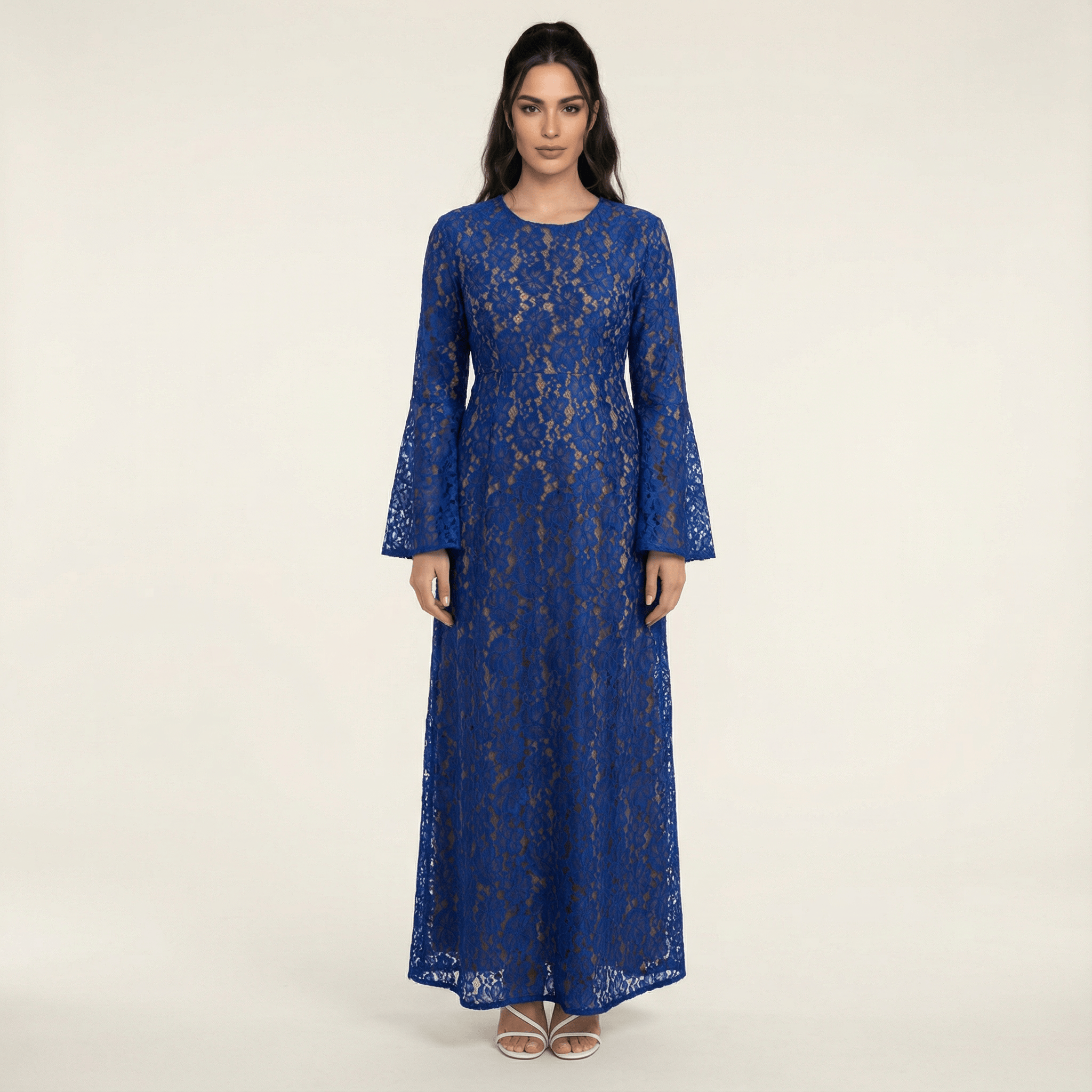 Scout Blue Bell-Sleeve Lace Maxi Dress