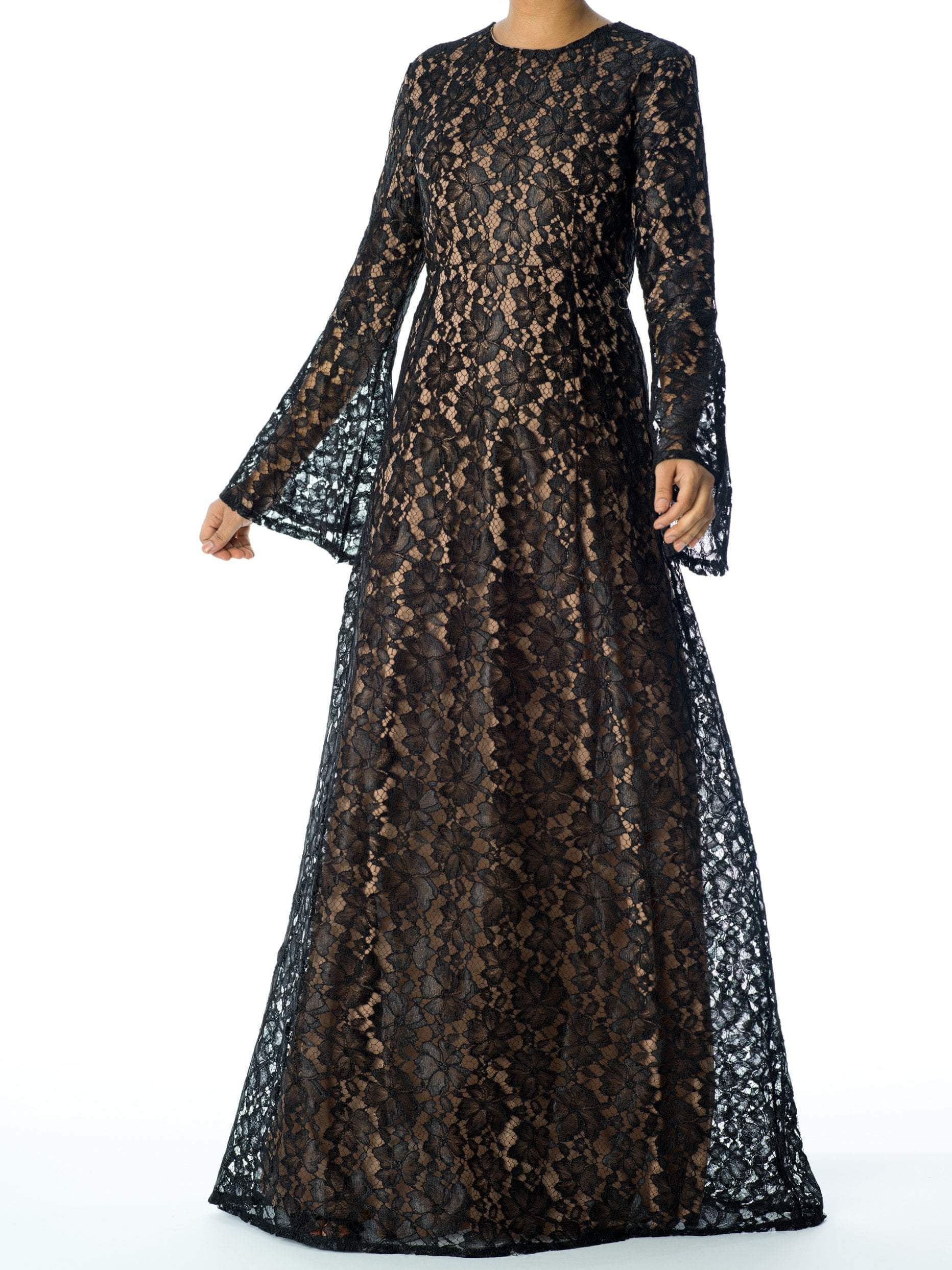 Scout Black Bell-Sleeve Lace Maxi Dress