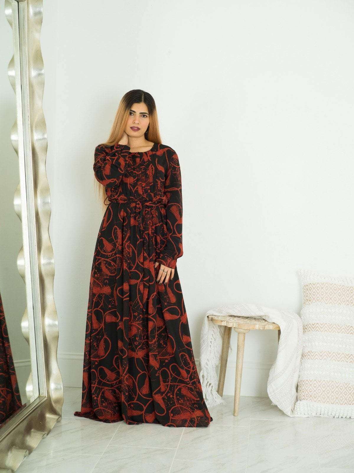 Ellison Black Mixed-Print Maxi Dress