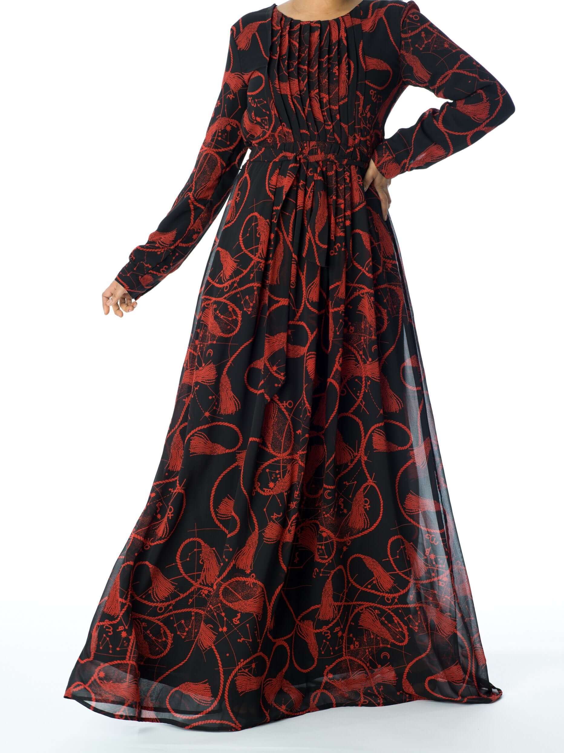 Ellison Black Mixed-Print Maxi Dress