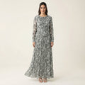 Auden Black Print Silk-Chiffon Shimmer Maxi Dress