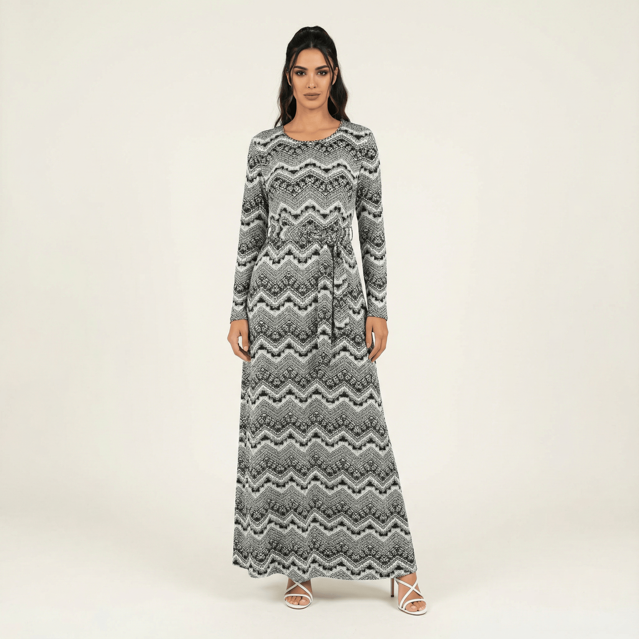 Margot Black Geometric-Print Maxi Dress