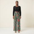 Brynn Black Botanical-Print Jumpsuit
