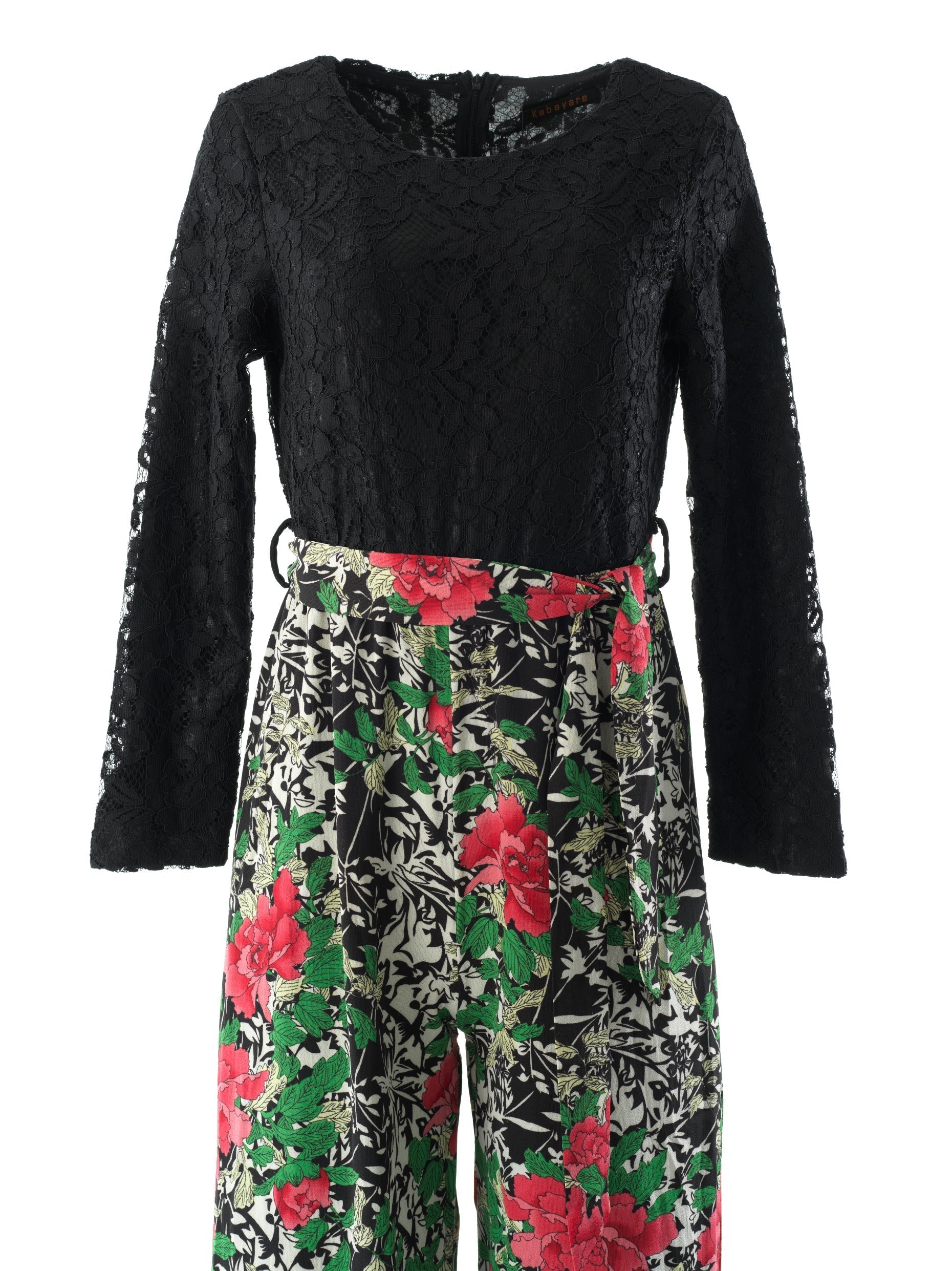 Brynn Black Botanical-Print Jumpsuit