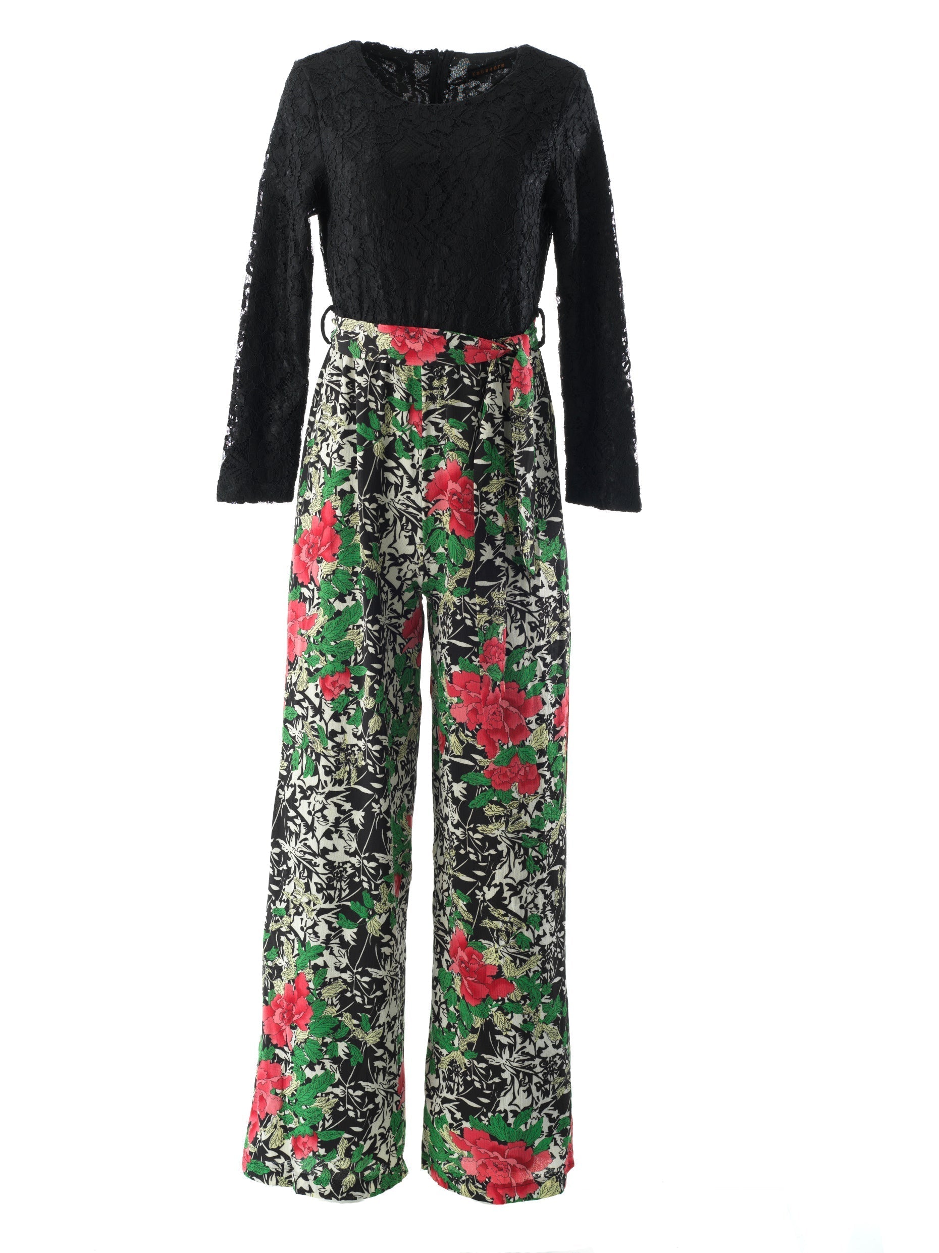 Brynn Black Botanical-Print Jumpsuit