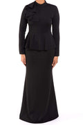Finley Black Mock-Neck Peplum Dress