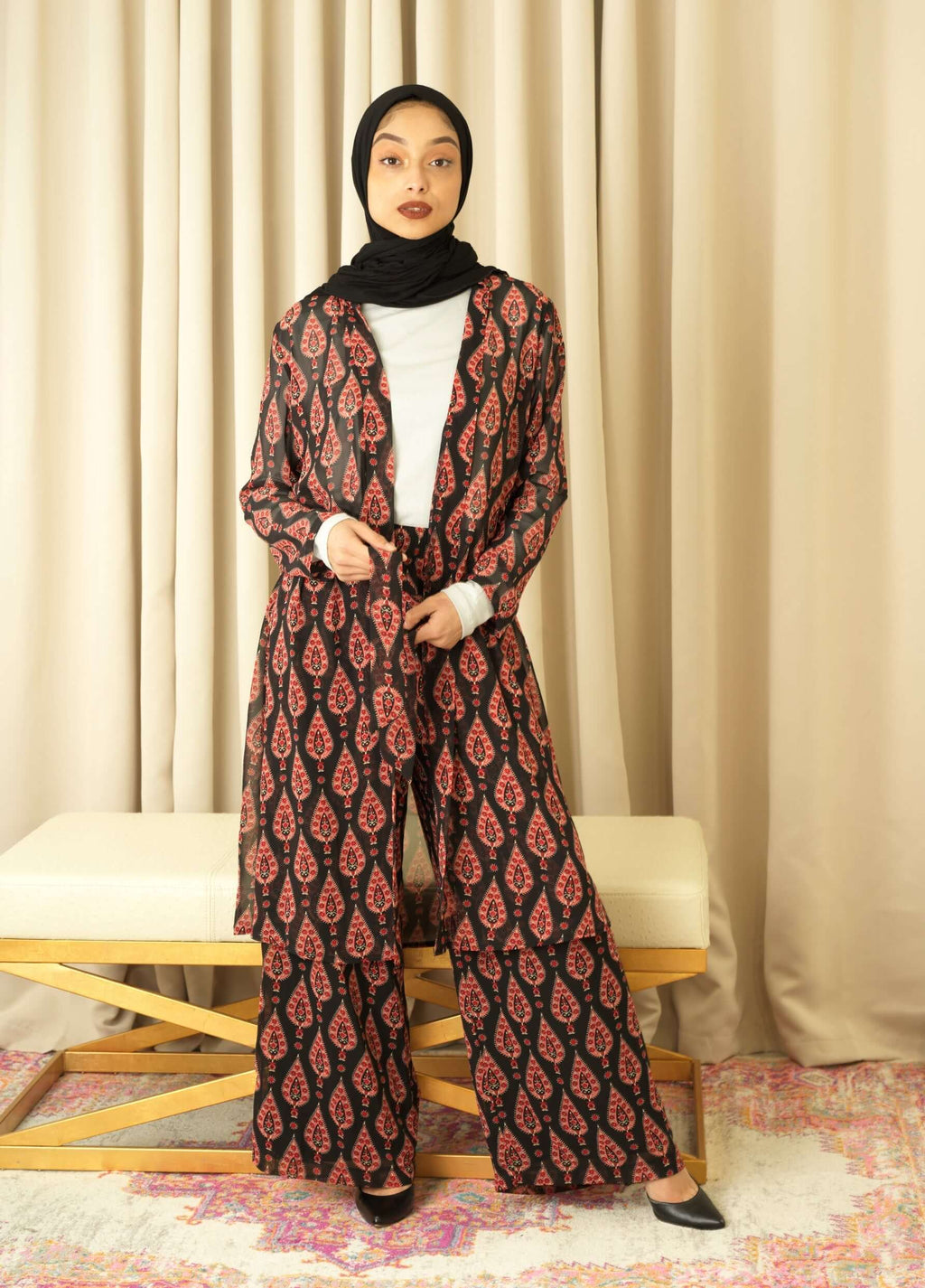 Eliza Black Palazzo Trouser Matching Set