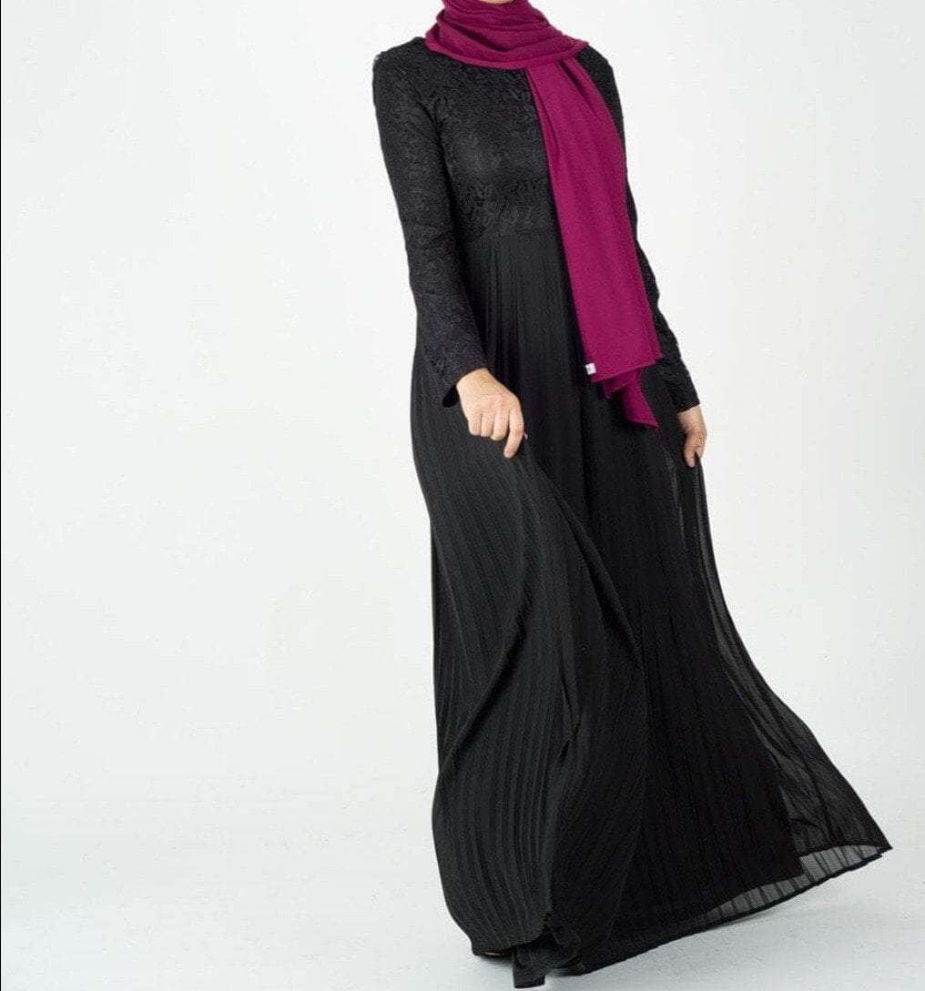 Lark Black Pleated Chiffon Maxi Dress