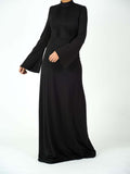 Goldie Black Pleated Wide-Sleeve Dress