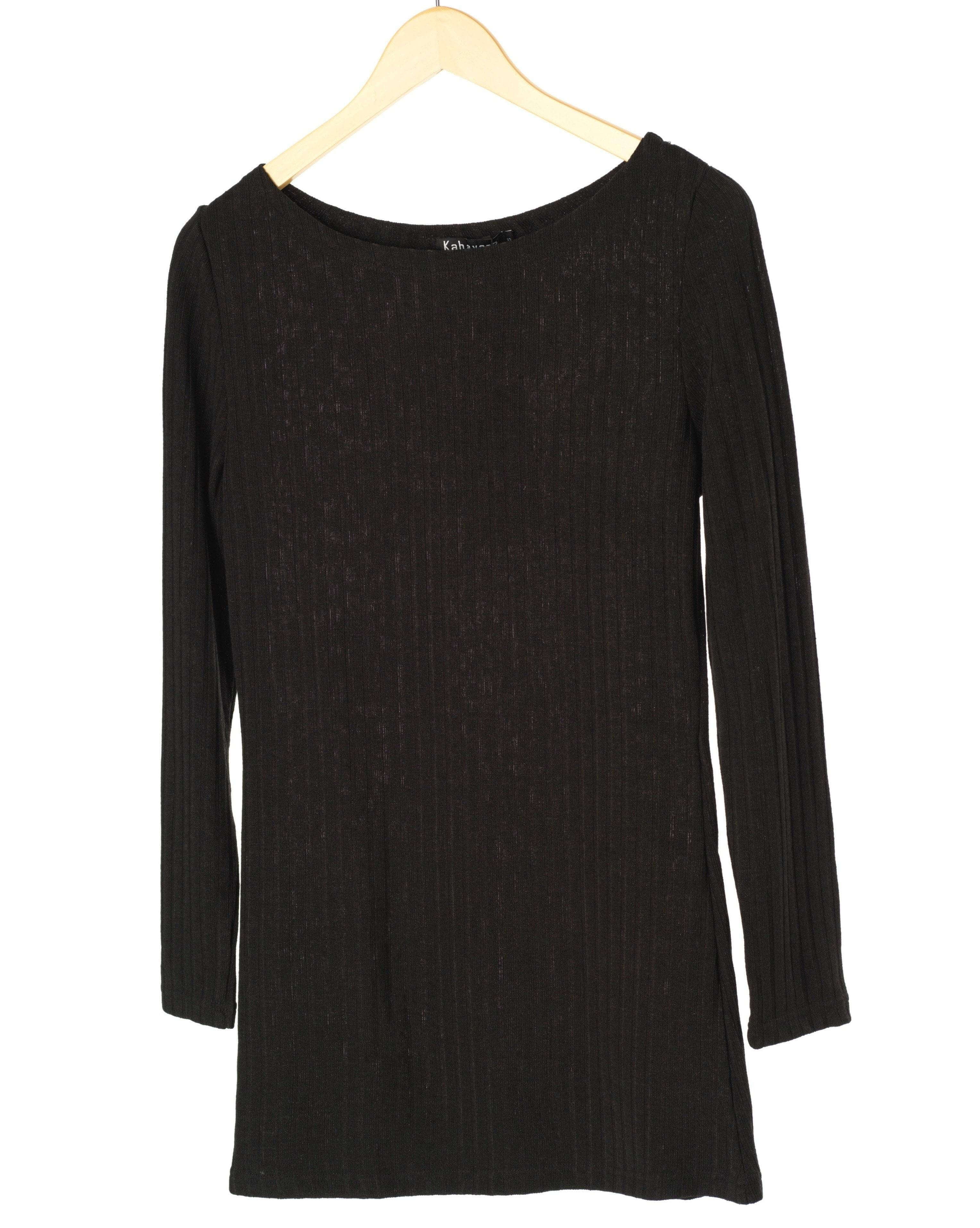 Charlie Black Ribbed Knit Top