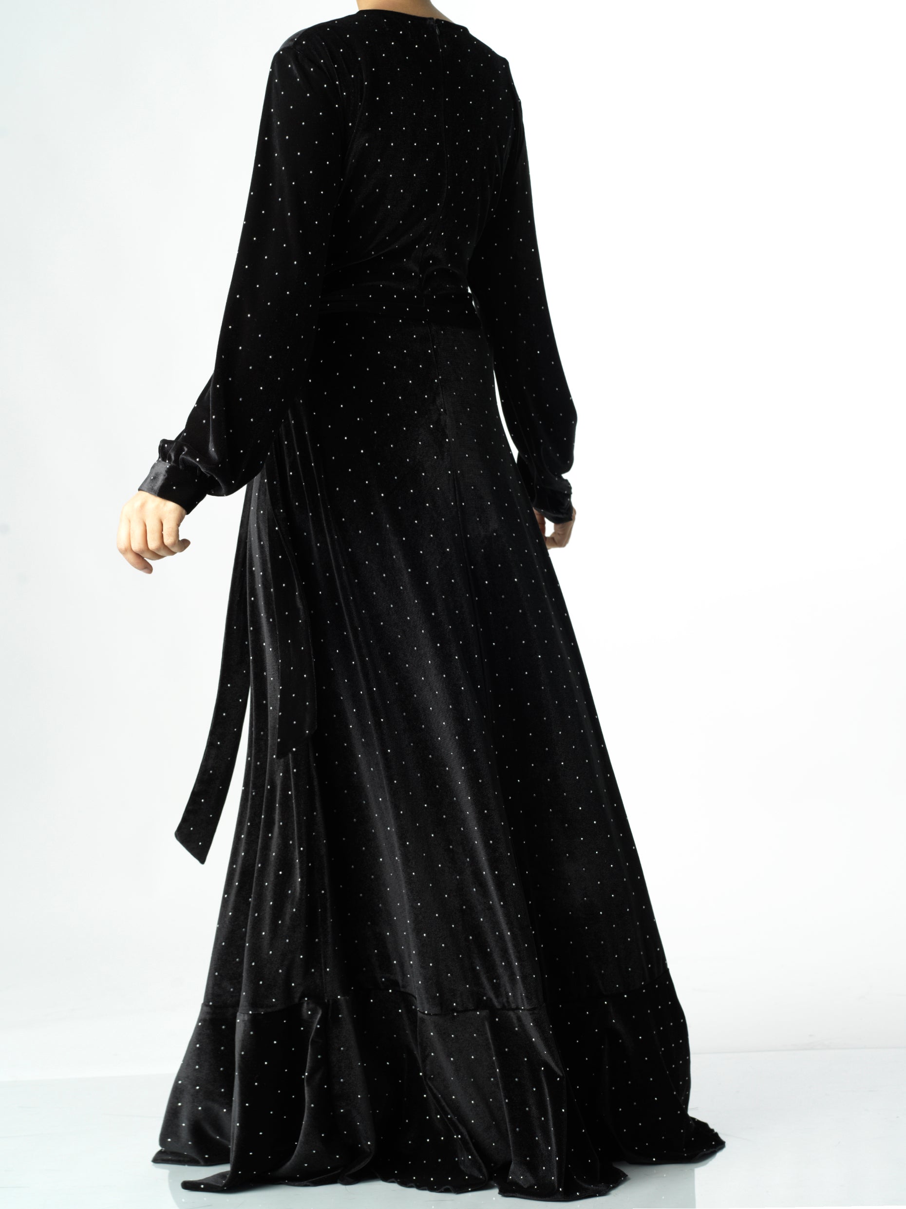 Eleanora Black Wrapped Velvet Maxi Dress