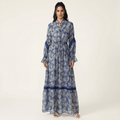 Tenley Blue Print Long-Sleeve Maxi Dress