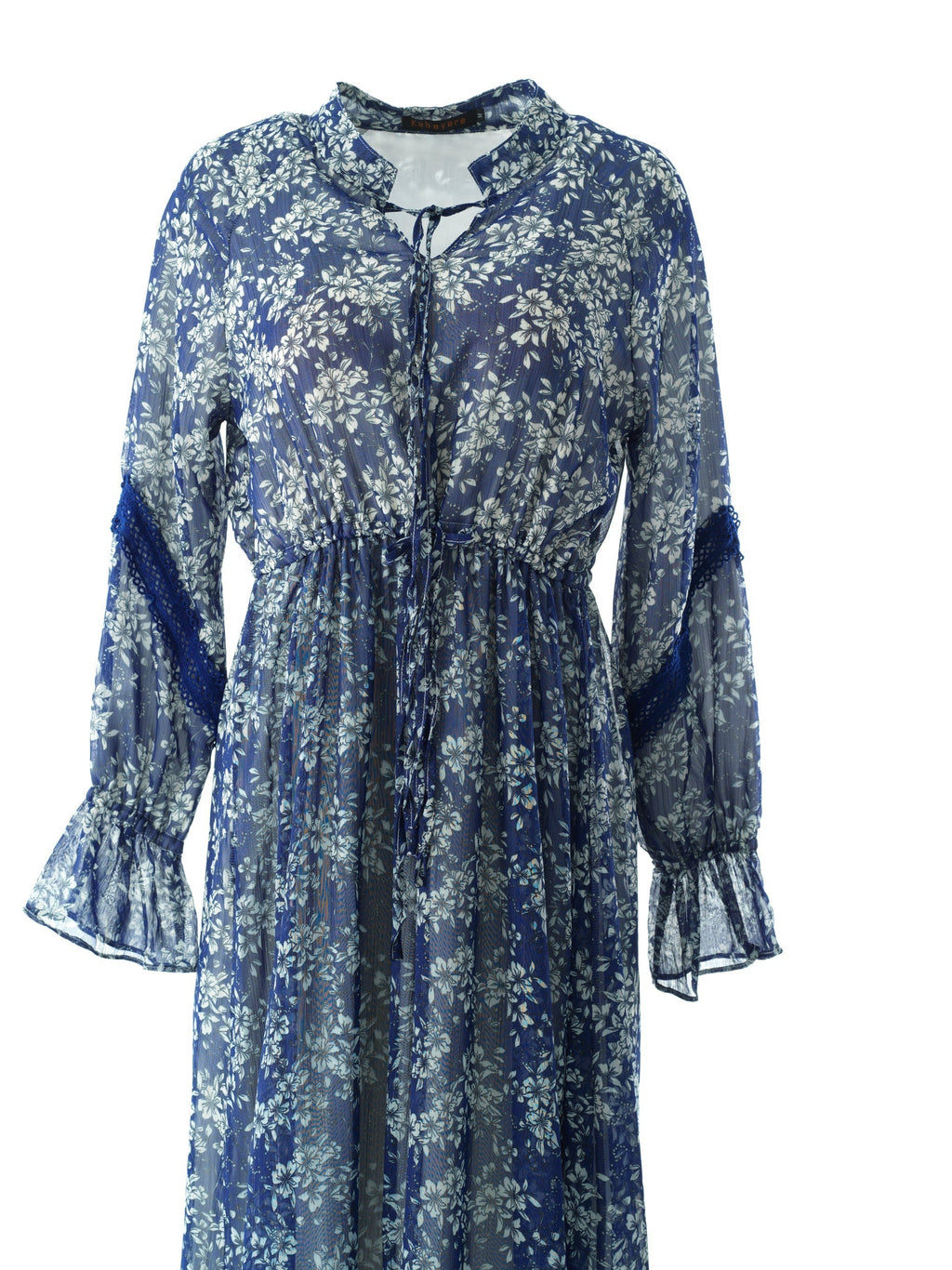 Tenley Blue Print Long-Sleeve Maxi Dress