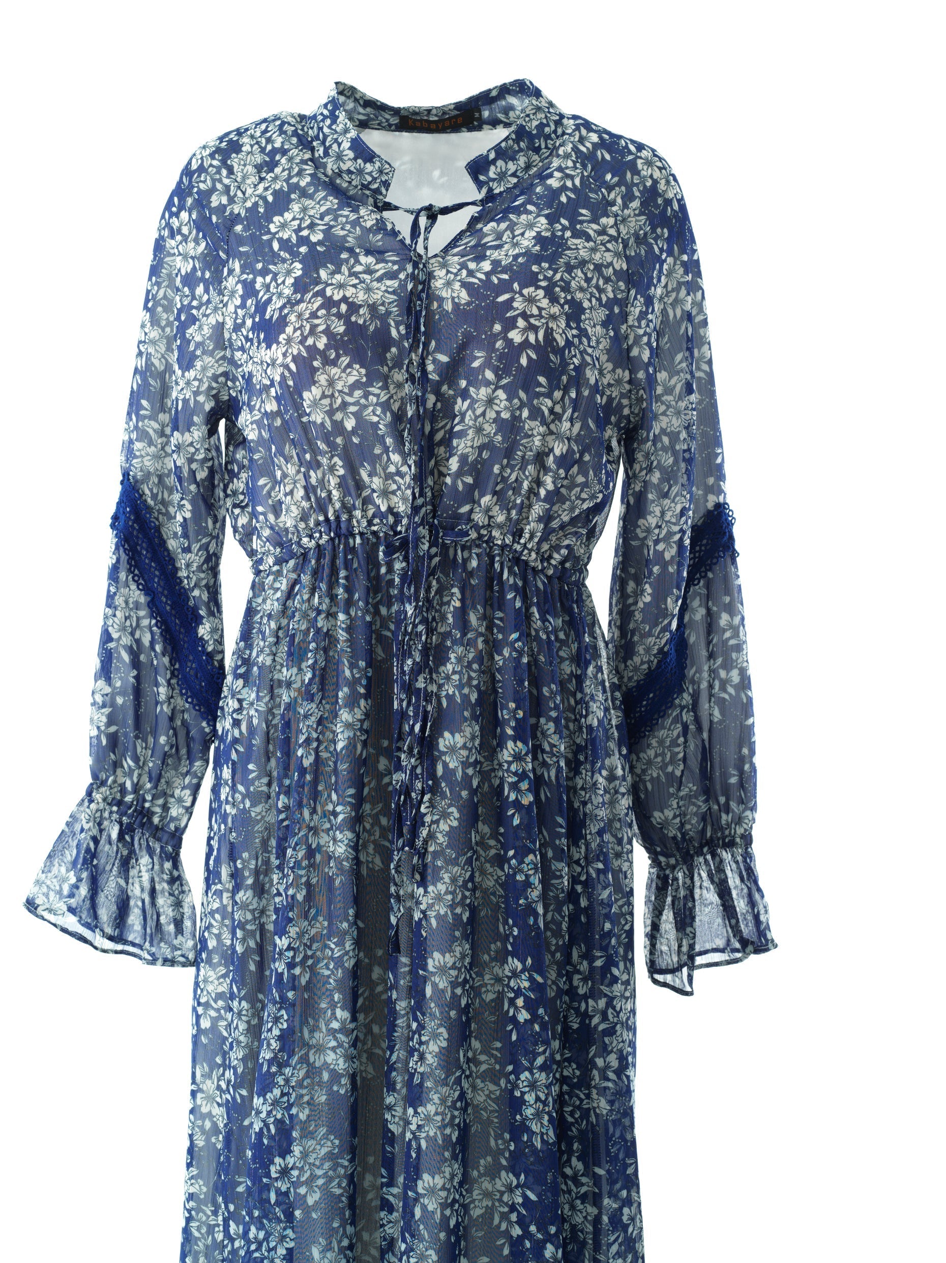 Tenley Blue Print Long-Sleeve Maxi Dress