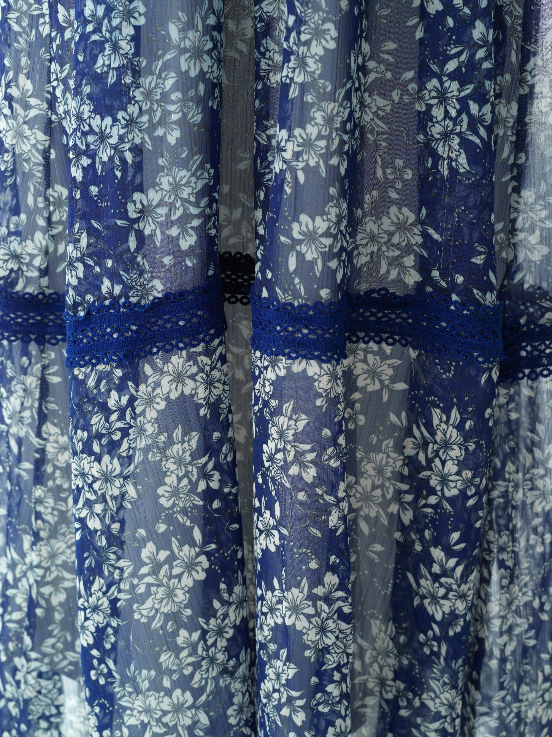 Tenley Blue Print Long-Sleeve Maxi Dress