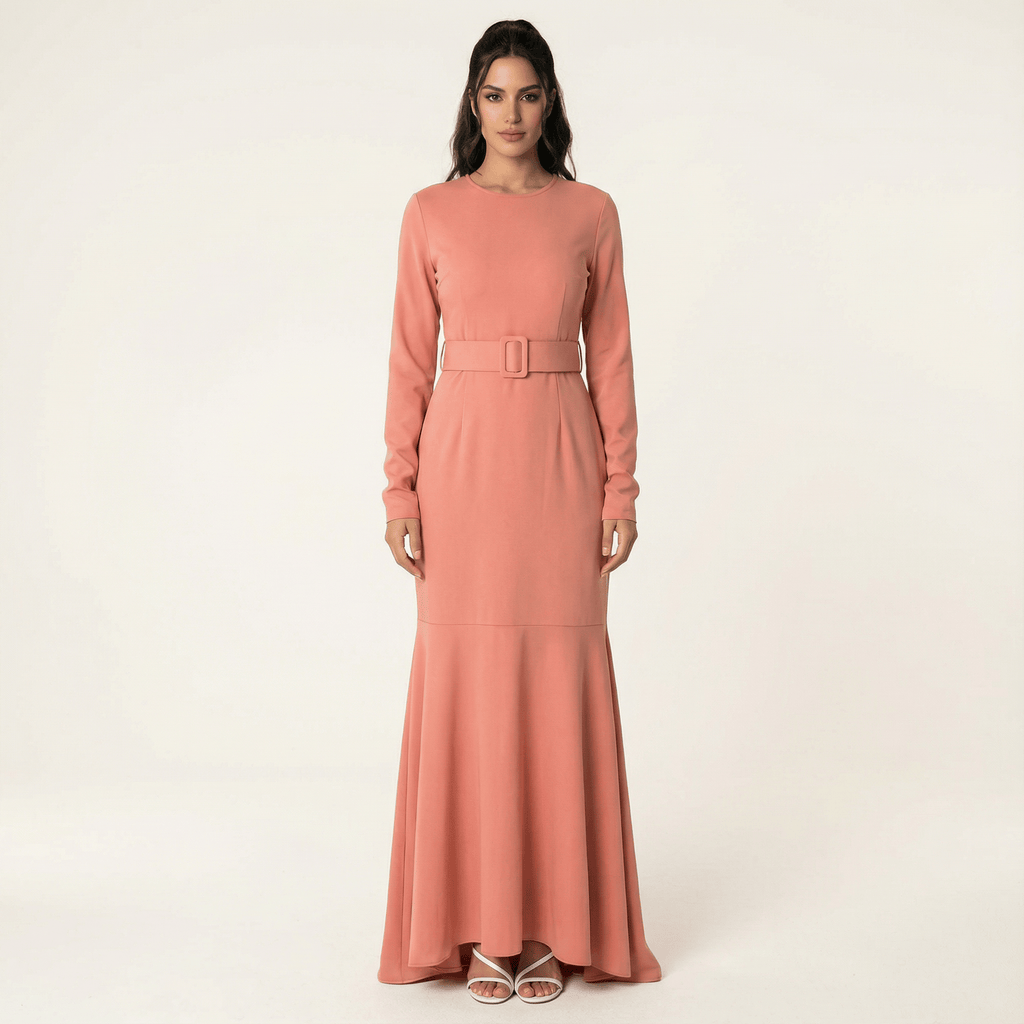 Esme Blush Wide-Hem Midi Dress