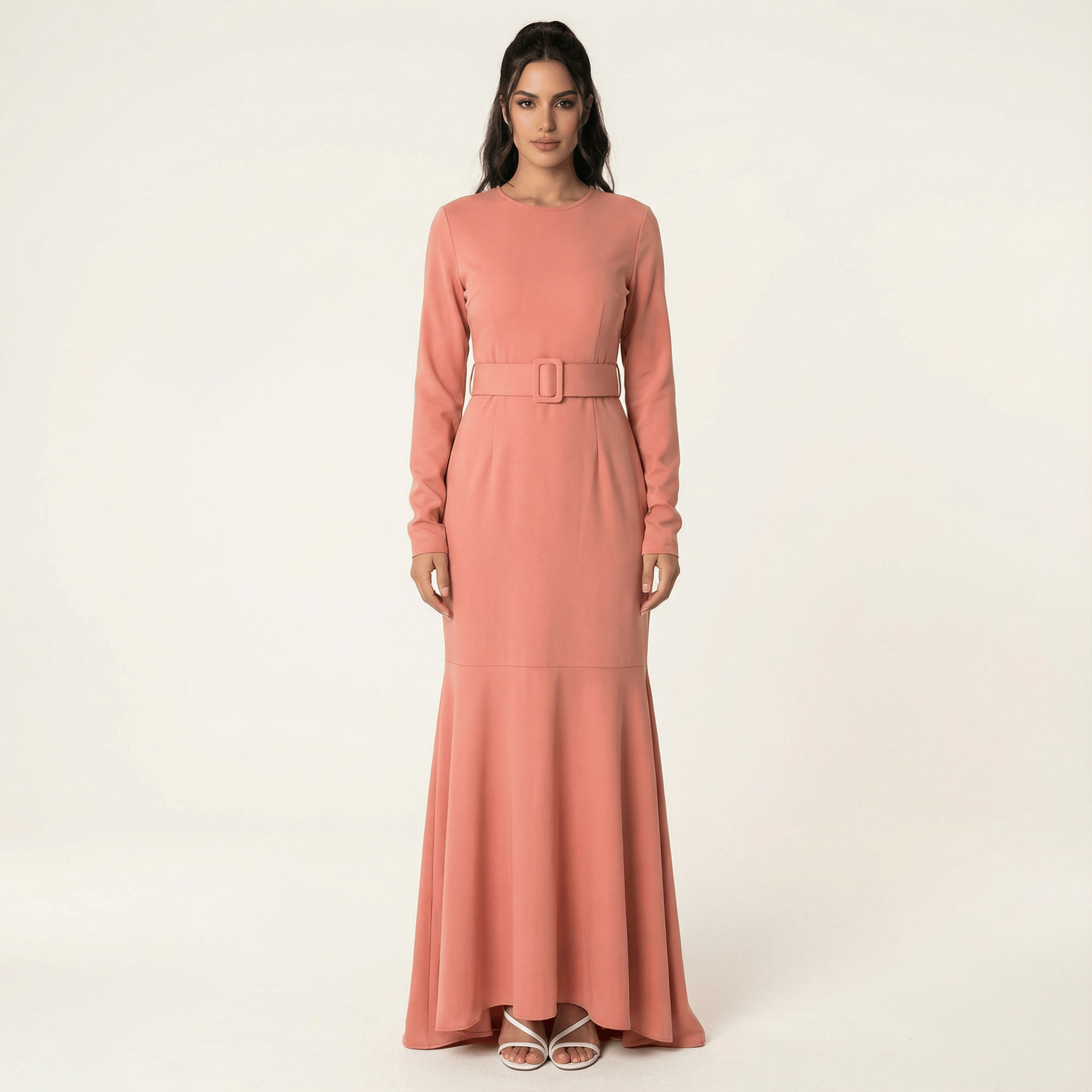 Esme Blush Wide-Hem Midi Dress