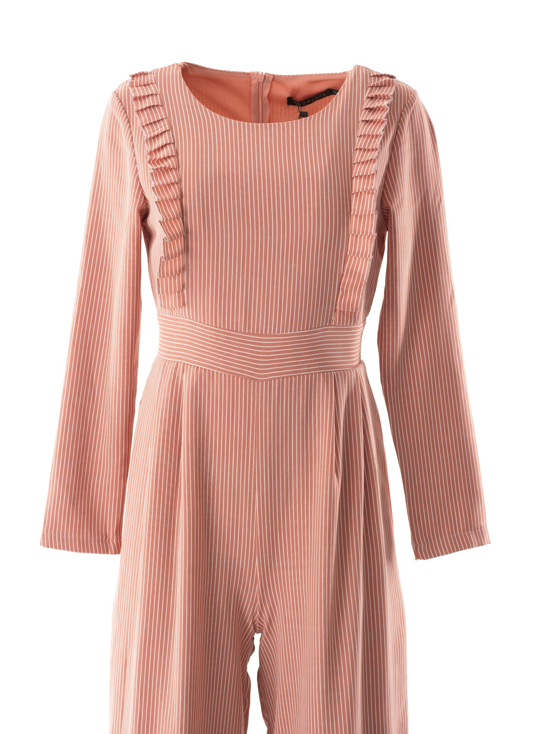 Quincy Blush Striped Ruffle Jumpsuit