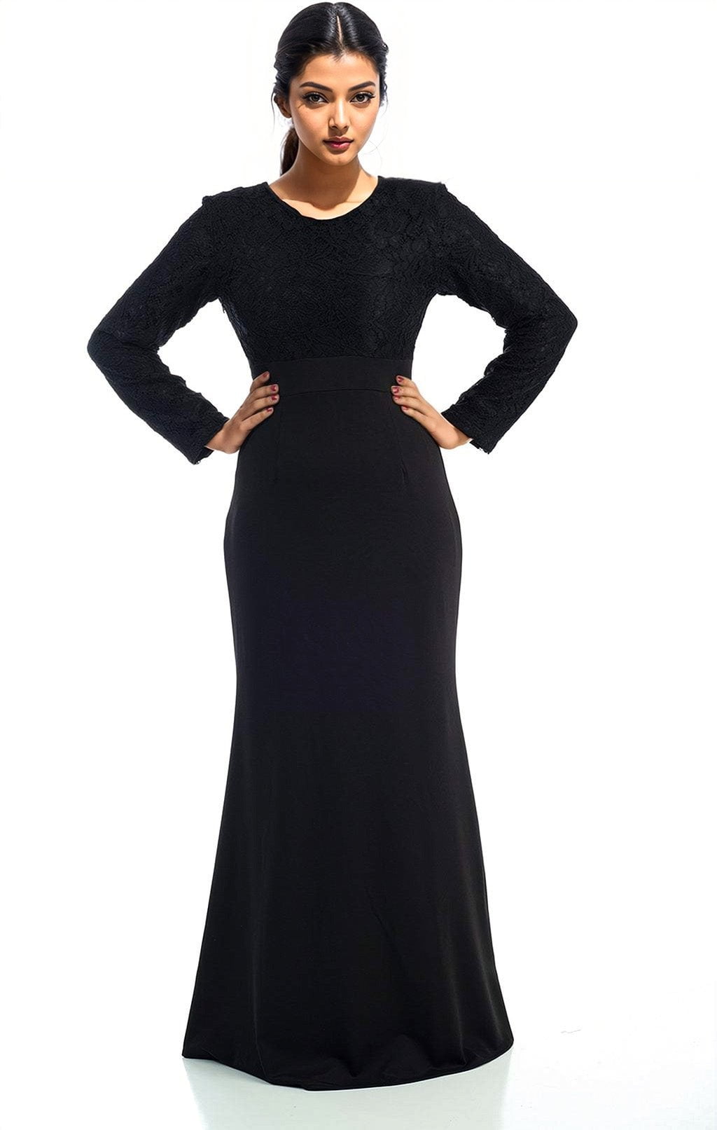 Arden Black Bow-Tie Lace Maxi Dress