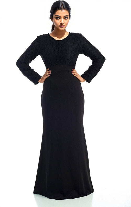 Arden Black Bow-Tie Lace Maxi Dress