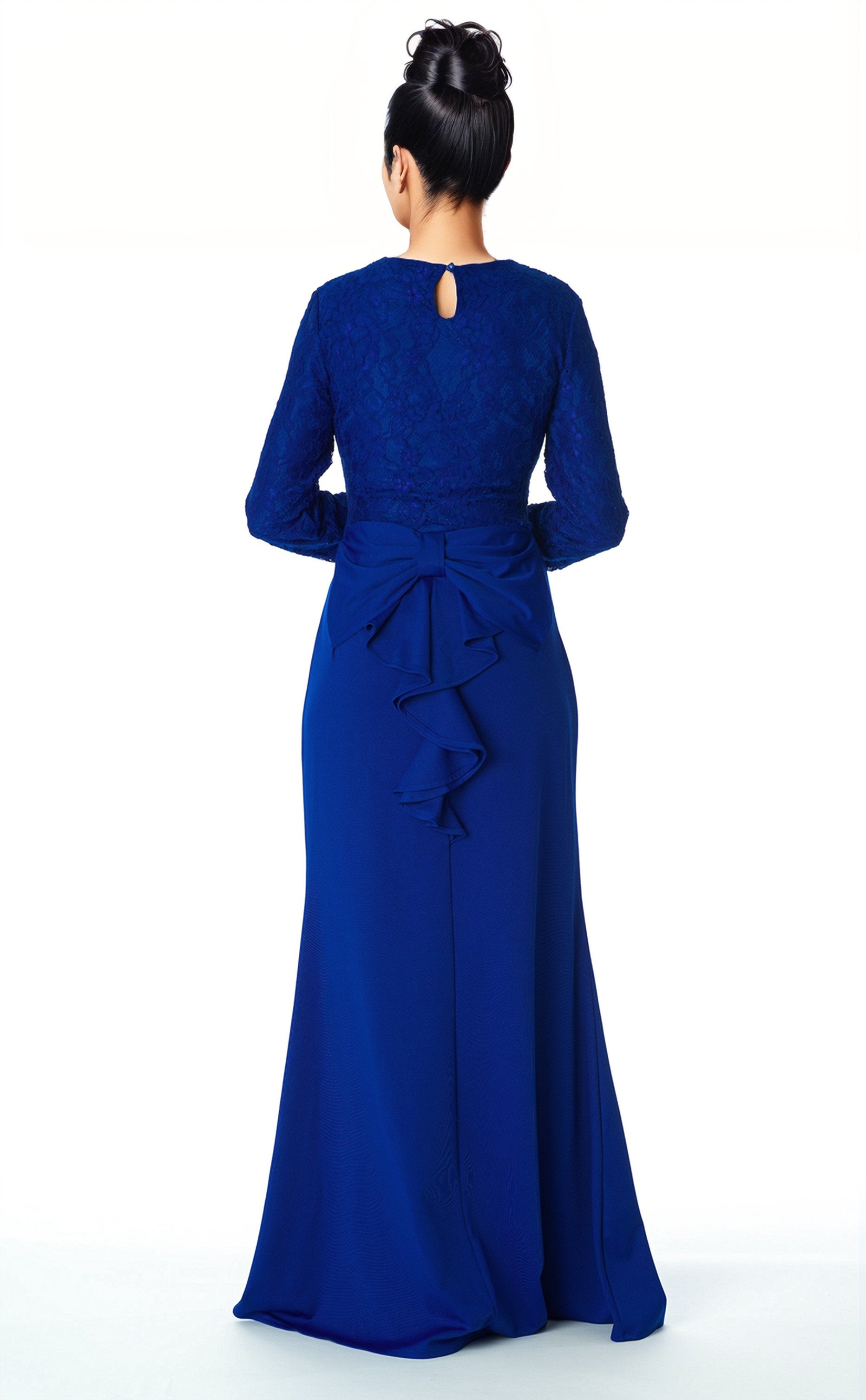Arlo Royal Blue Bow-Tie Lace Maxi Dress